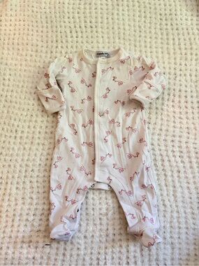 Magnolia Cream Footed One-Piece with Pink Stork Print